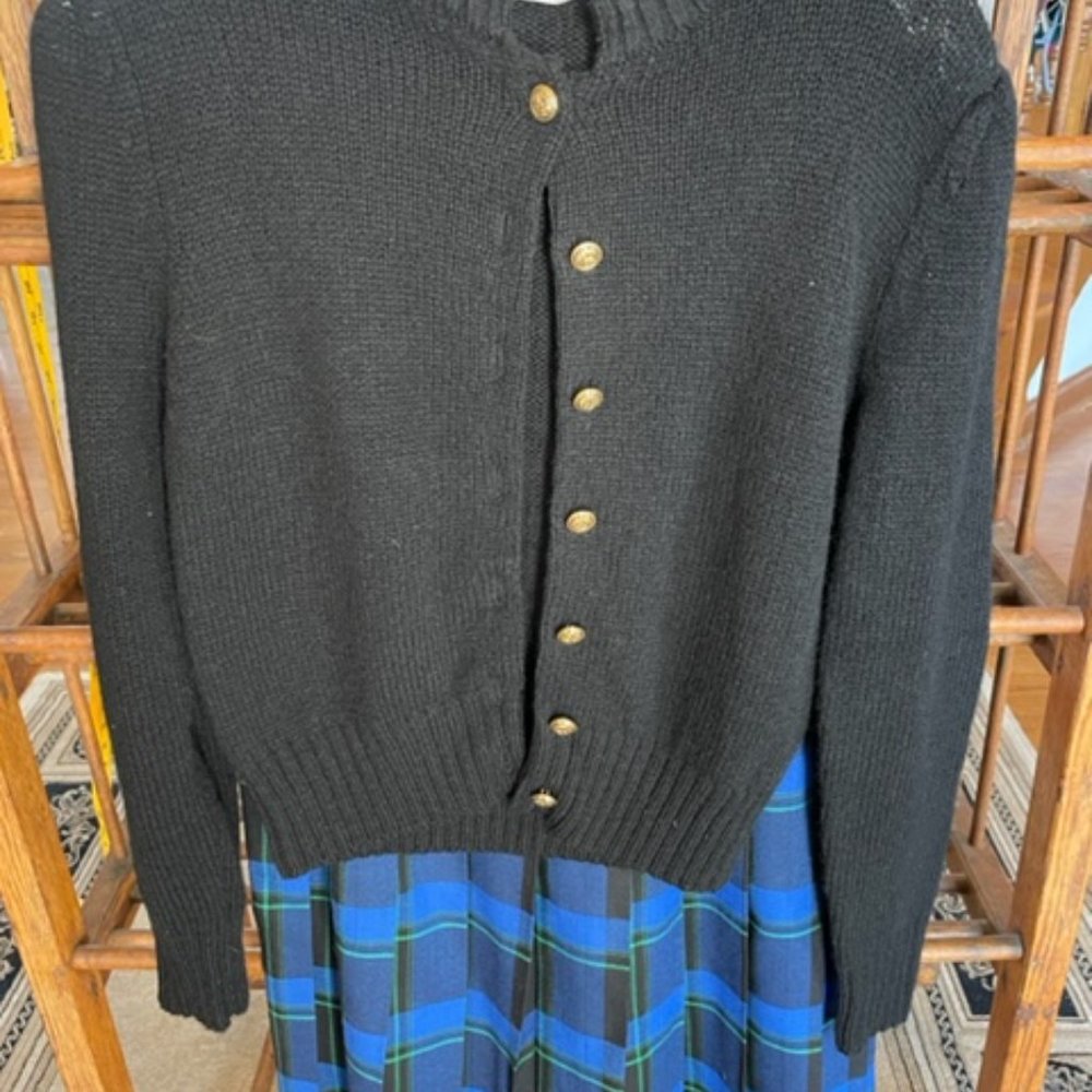 Navy & Black Sweater & Pleated Skirt Set